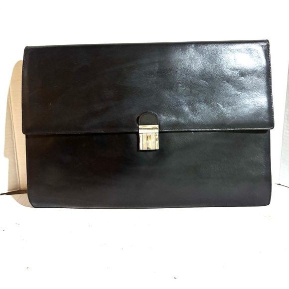 Vintage unisex Black Leather Men's Bag